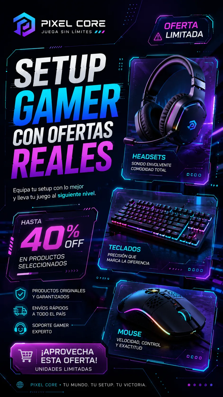 Gaming / tecnología — diseño 1080x1920