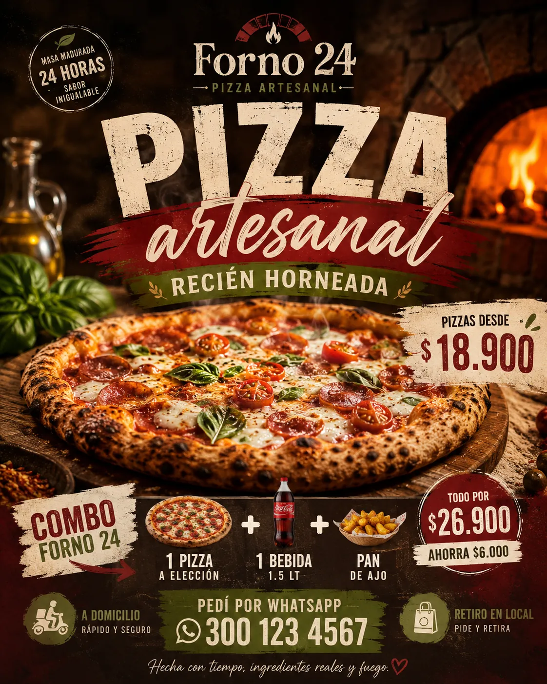 Pizzería artesanal — diseño 1080x1350
